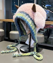 Cute Khaki Winter Thick Warm Fleece Knitted Boonie Hat