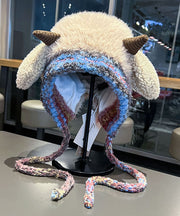 Cute Khaki Winter Thick Warm Fleece Knitted Boonie Hat