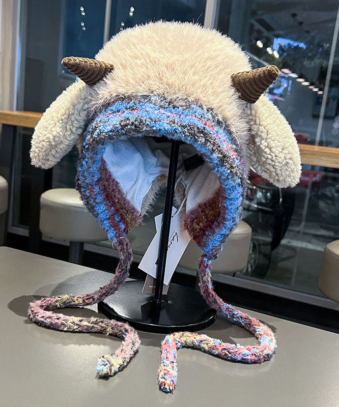 Cute Khaki Winter Thick Warm Fleece Knitted Boonie Hat