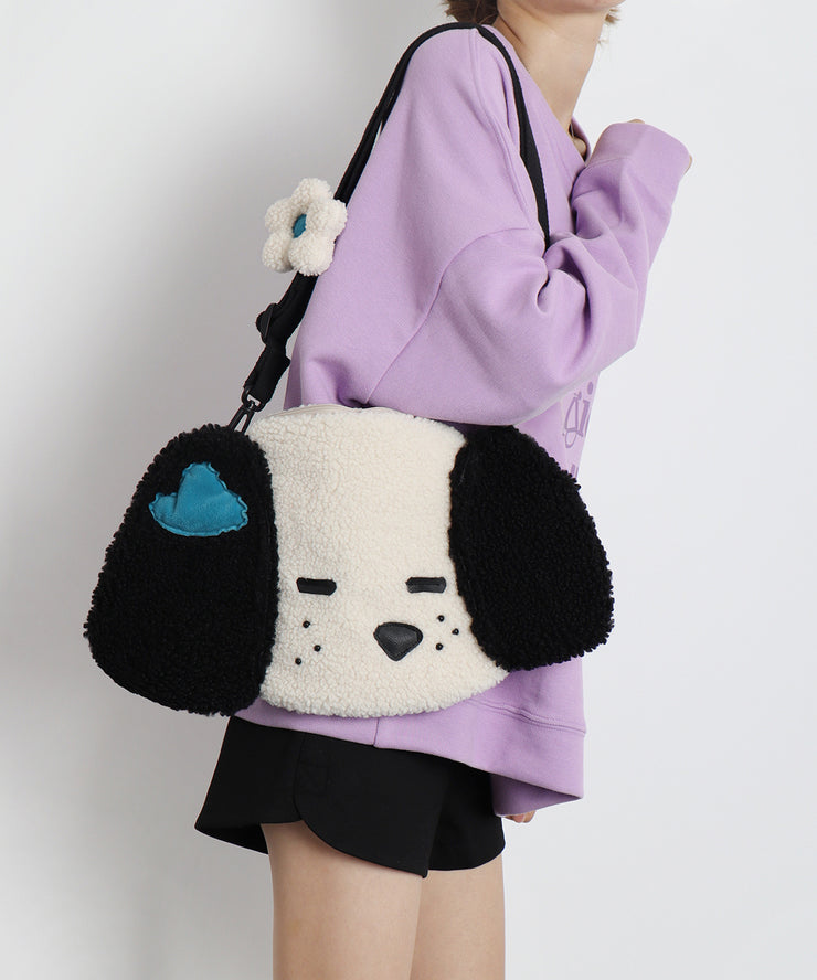 Cute Litter Gog Fuzzy Fur Fluffy Message Bag