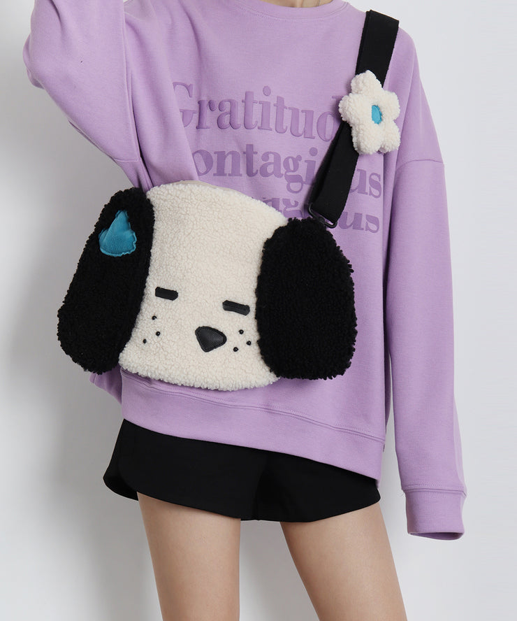 Cute Litter Gog Fuzzy Fur Fluffy Message Bag