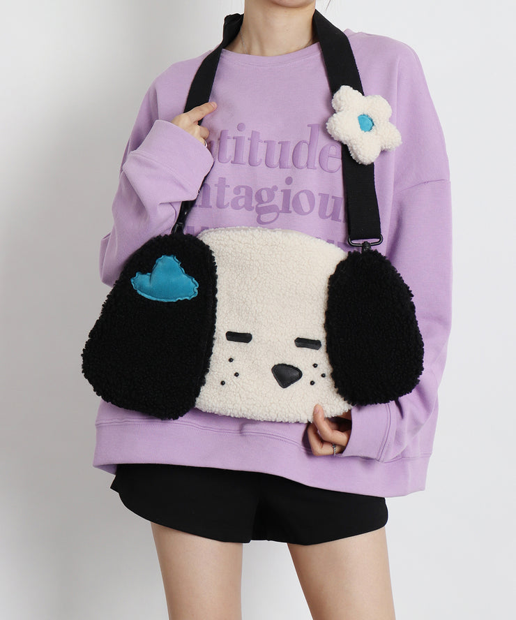 Cute Litter Gog Fuzzy Fur Fluffy Message Bag