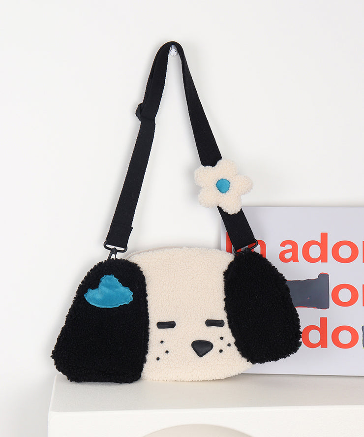 Cute Litter Gog Fuzzy Fur Fluffy Message Bag