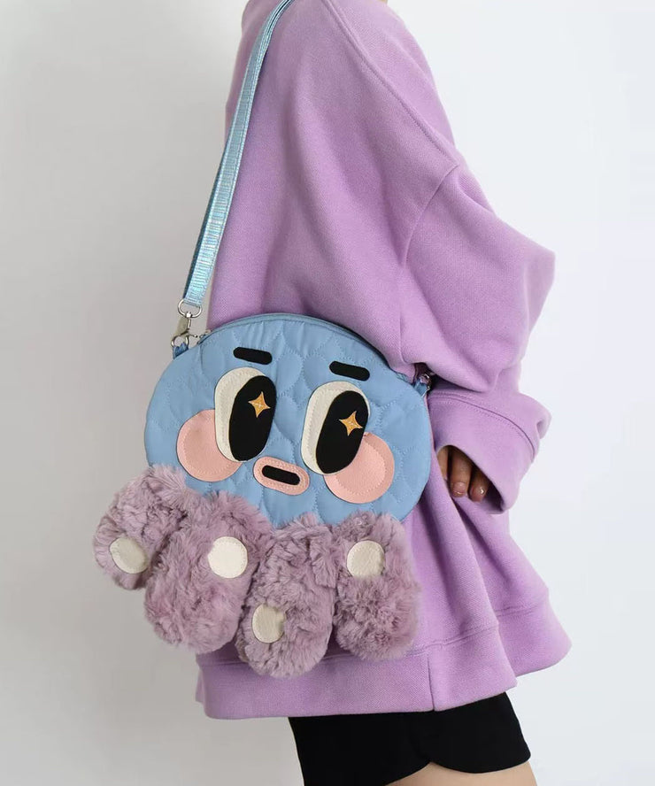 Cute Octopus Shaped Fuzzy Fur Fluffy Message Bag