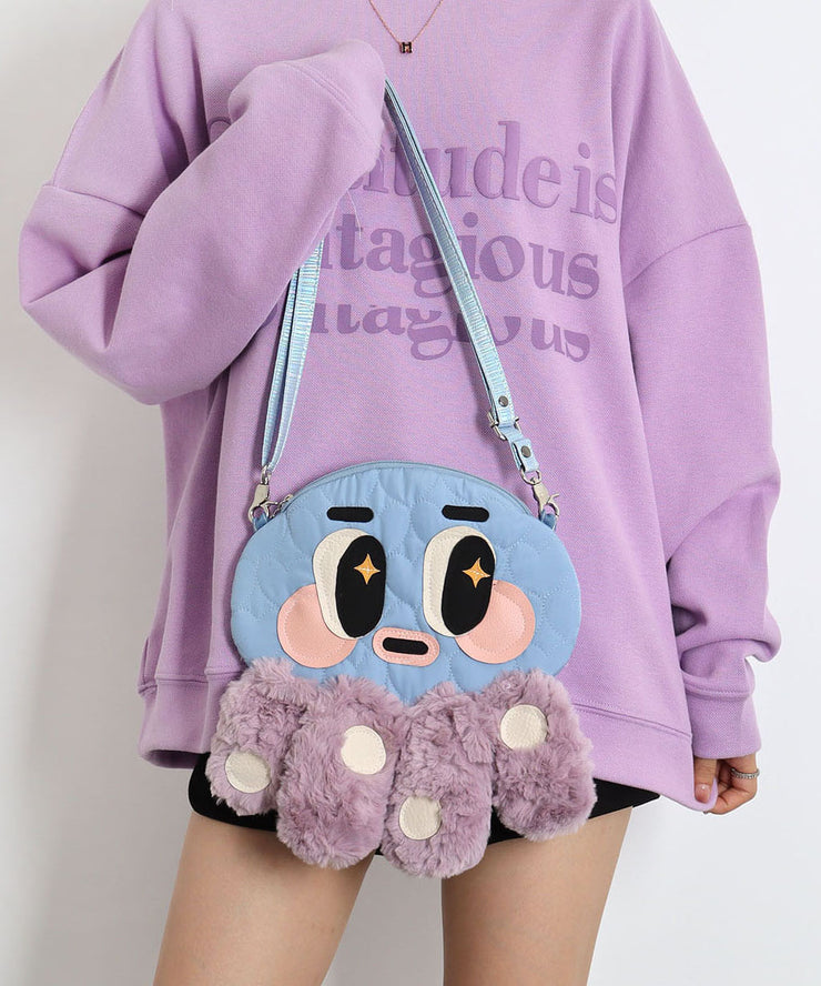 Cute Octopus Shaped Fuzzy Fur Fluffy Message Bag