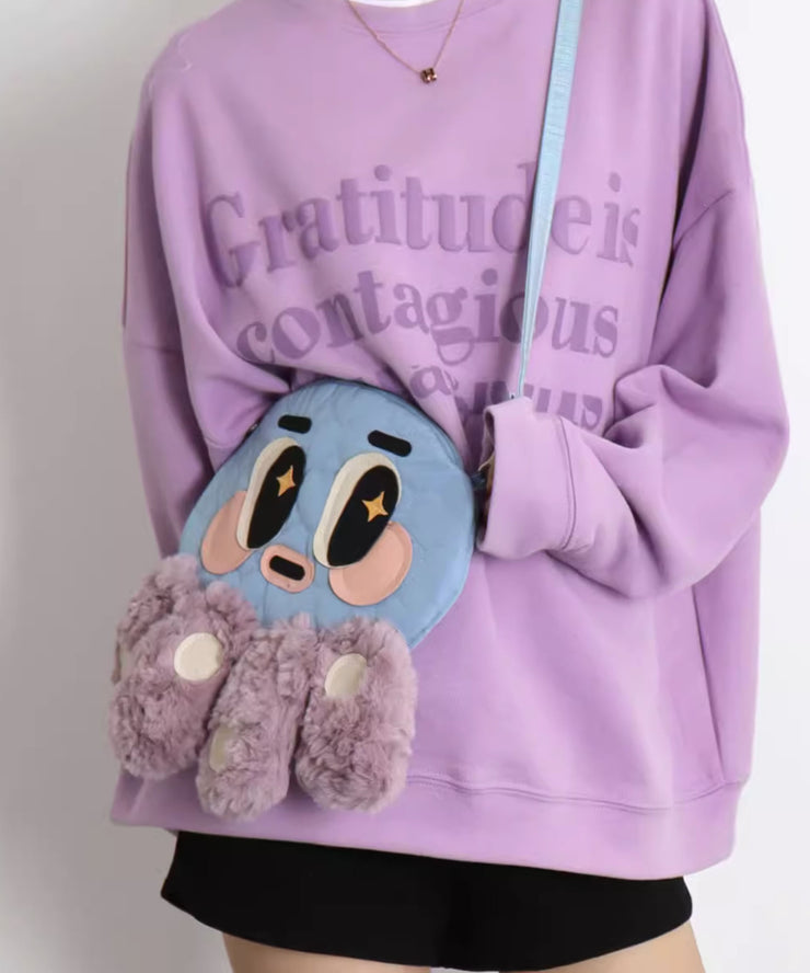 Cute Octopus Shaped Fuzzy Fur Fluffy Message Bag