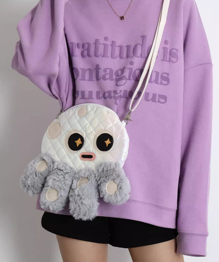 Cute Octopus Shaped Fuzzy Fur Fluffy Message Bag