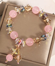 Cute Pink Alloy Crystal Mickey Charm Bracelet