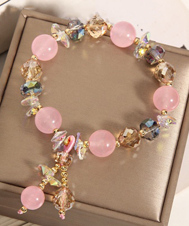 Cute Pink Alloy Crystal Mickey Charm Bracelet