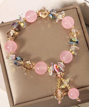Cute Pink Alloy Crystal Mickey Charm Bracelet
