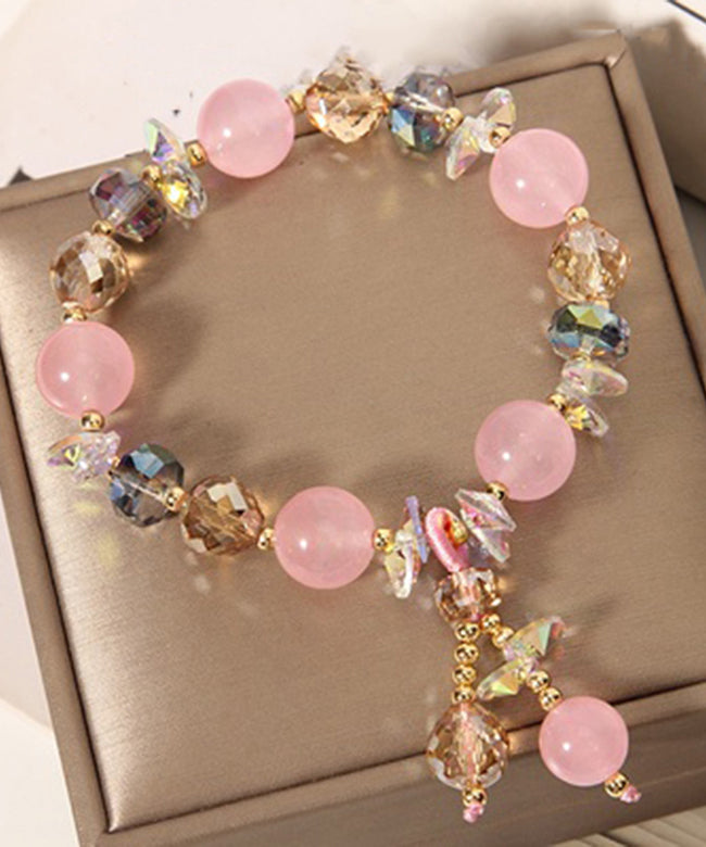 Cute Pink Alloy Crystal Mickey Charm Bracelet