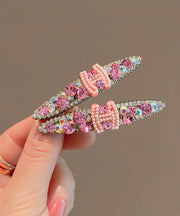Cute Pink Alloy Zircon Pearl Graphic Hairpin