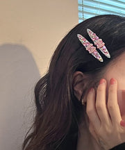 Cute Pink Alloy Zircon Pearl Graphic Hairpin