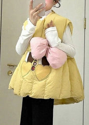 Cute Pink Bow Print Warm Waistcoat And T Shirt Two Pieces Set Winter