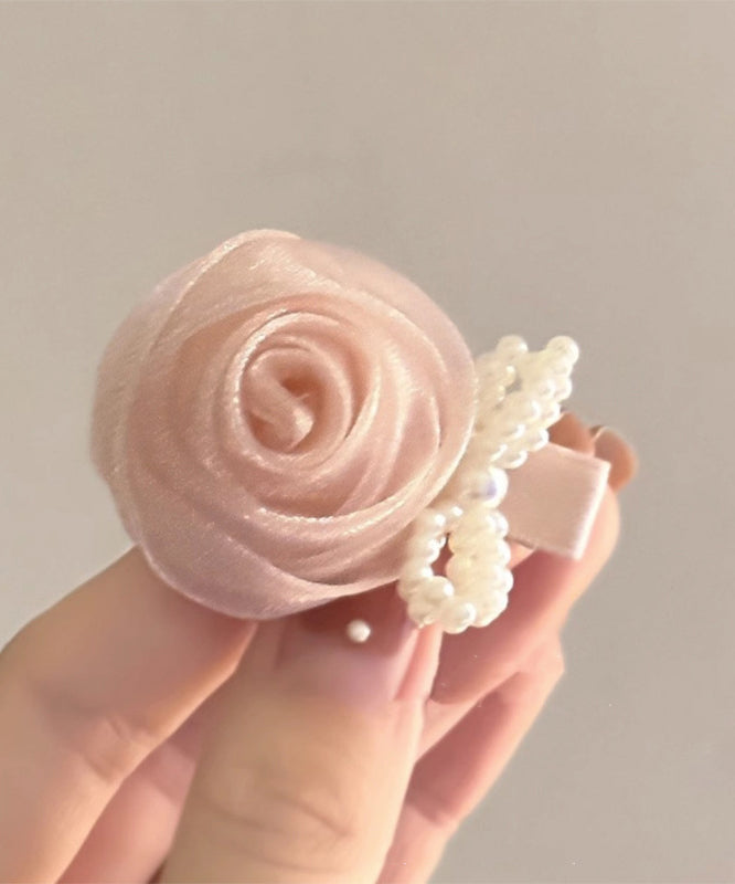 Cute Pink Chiffon Rose Bow Hairpin