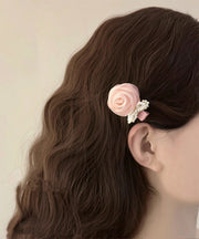 Cute Pink Chiffon Rose Bow Hairpin