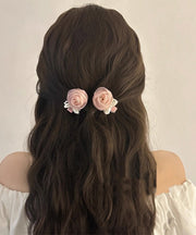 Cute Pink Chiffon Rose Bow Hairpin