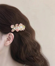 Cute Pink Cloth Acrylic Alloy Zircon Floral Hairpin