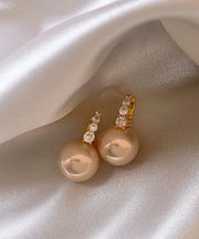 Cute Pink Copper Alloy Pearl Hoop Earrings