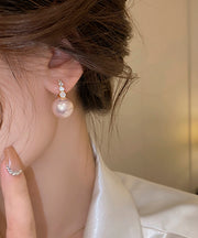 Cute Pink Copper Alloy Pearl Hoop Earrings