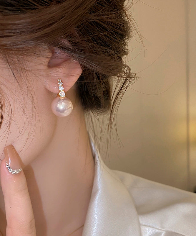 Cute Pink Copper Alloy Pearl Hoop Earrings