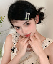 Cute Pink Metal Zircon Crystal A Pair Hairpin