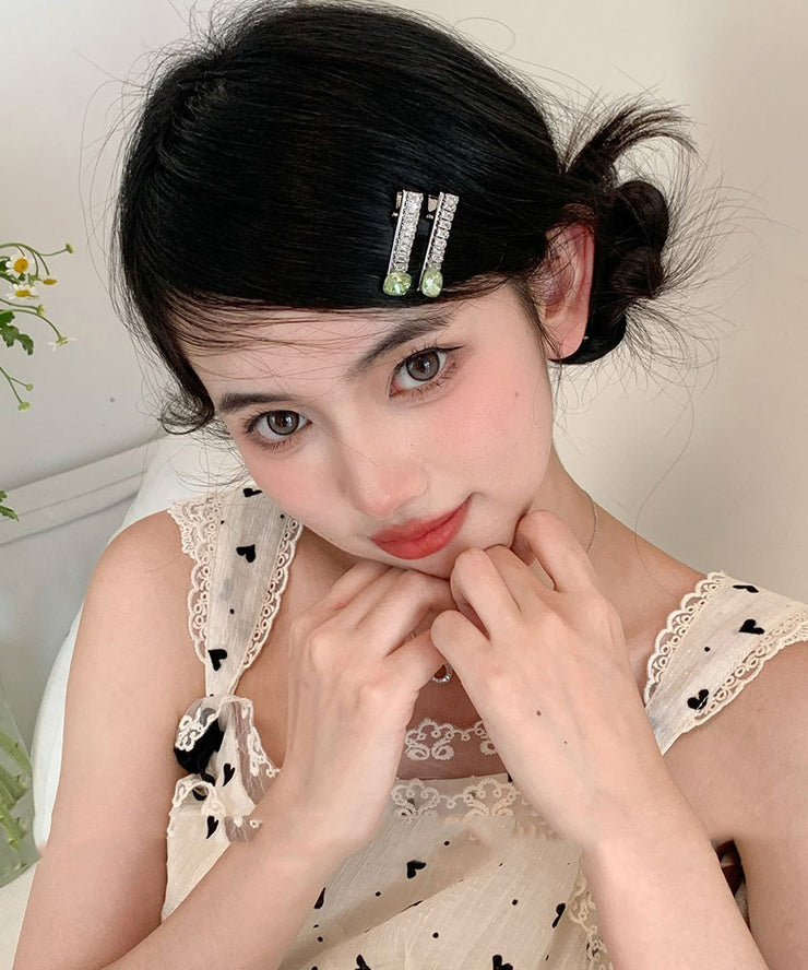 Cute Pink Metal Zircon Crystal A Pair Hairpin