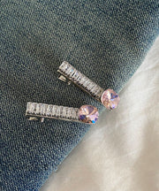 Cute Pink Metal Zircon Crystal A Pair Hairpin