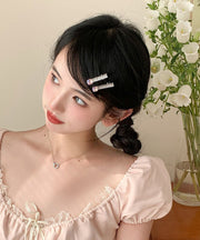 Cute Pink Metal Zircon Crystal A Pair Hairpin