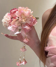 Cute Pink Peony Tassel Hairpin