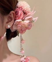 Cute Pink Peony Tassel Hairpin
