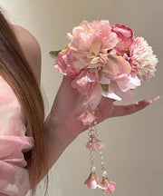 Cute Pink Peony Tassel Hairpin