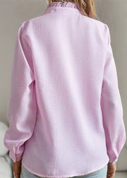 Cute Pink Stand Collar Button Shirt Fall