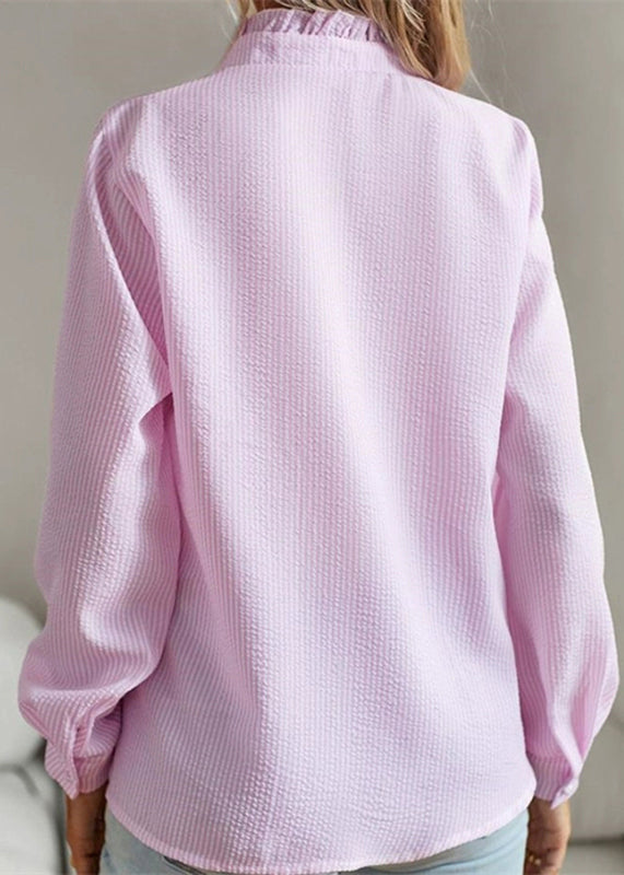 Cute Pink Stand Collar Button Shirt Fall