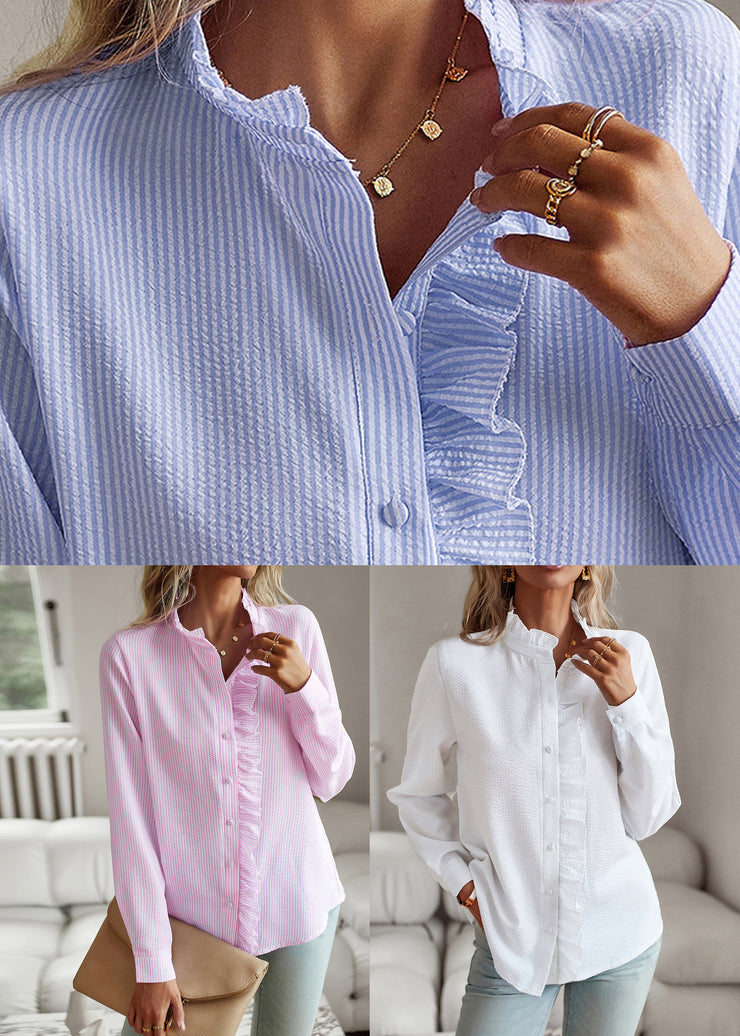 Cute Pink Stand Collar Button Shirt Fall
