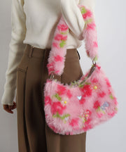 Cute Pink Tie Dye Faux Fur Womens Shoulder Bags