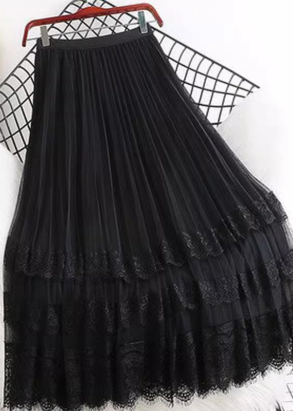 Cute Pink Tulle A Line Skirt Summer Lace Patchwork