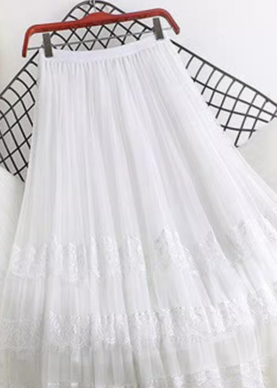 Cute Pink Tulle A Line Skirt Summer Lace Patchwork