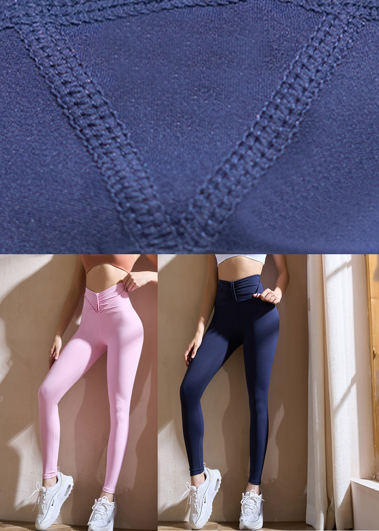 Cute Pink Tummy Control Capri Running Leggings