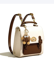 Cute Plush Toy Patchwork Faux Leather Backpack Bag
