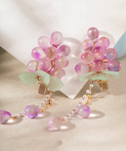 Cute Purple Copper Overgild Jade Grape Tassel A Pair Hairpin