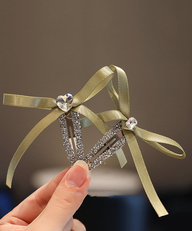 Cute Purple Fabric Art Zircon Bow Hairpin