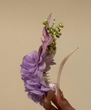 Cute Purple Sterling Silver Overgild Floral Butterfly Hairpin