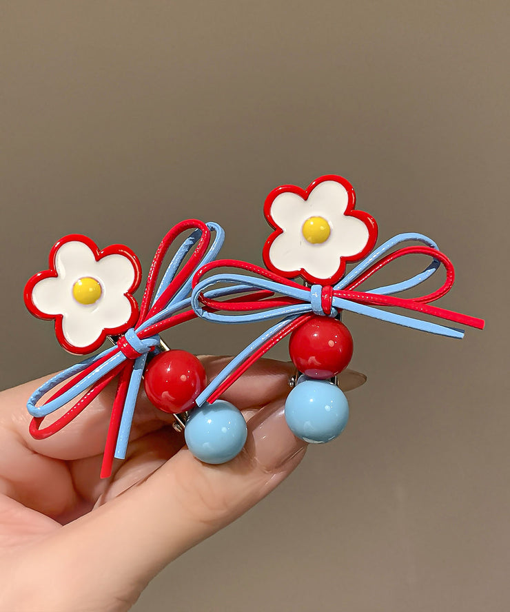 Cute Rainbow Acrylic Floral Butterfly A Pair Hairpin