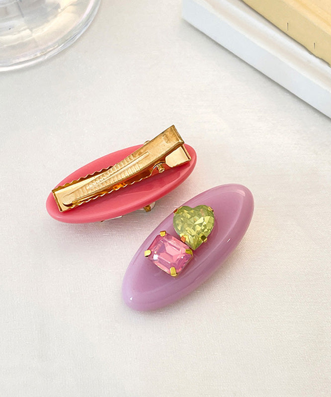 Cute Rainbow Alloy Zircon Resin A Pair Hairpin