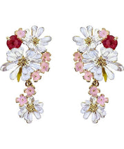 Cute Rainbow Copper Drip Glaze Floral Drop Earrings