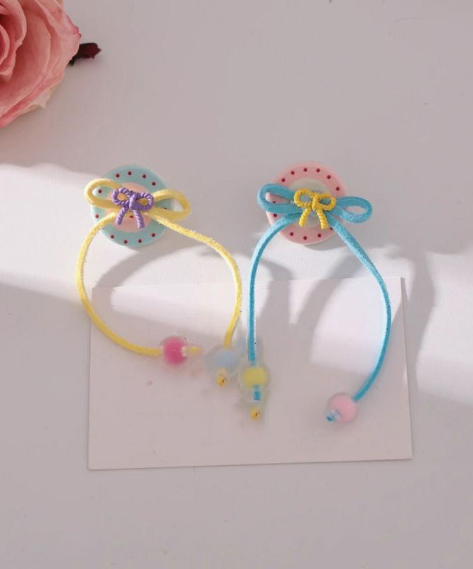 Cute Rainbow Handmade Butto Bow Tassel Drop Earrings