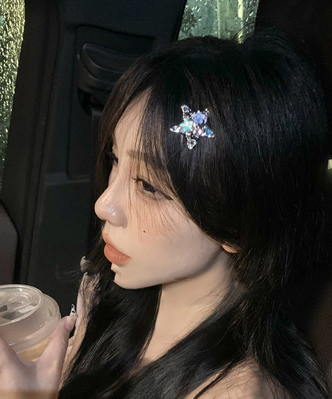 Cute Rainbow Metal Alloy Crystal Star A Pair Hairpin