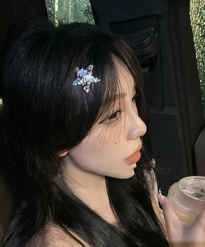 Cute Rainbow Metal Alloy Crystal Star A Pair Hairpin