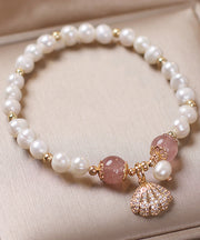 Cute Red Alloy Zircon Pearl Shell Charm Bracelet